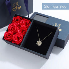 Elegant Clover Hearts Necklace Gift Box