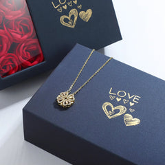 Elegant Clover Hearts Necklace Gift Box