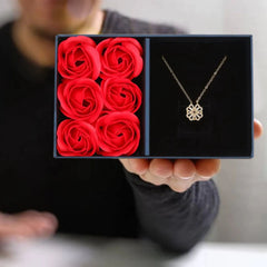 Elegant Clover Hearts Necklace Gift Box