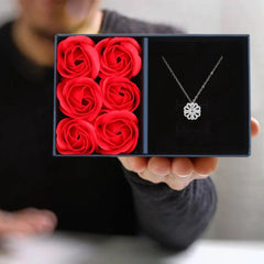 Elegant Clover Hearts Necklace Gift Box