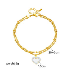 Elegant Multilayer Heart Anklet