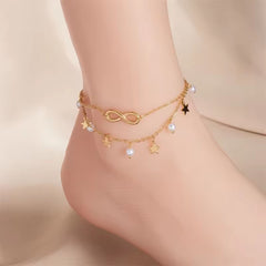 Elegant Star Pearl Anklet