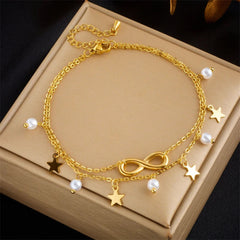 Elegant Star Pearl Anklet