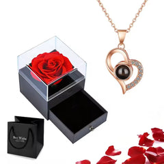 Projection Necklace Set with Rose Gift Box