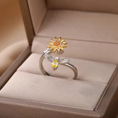 Sunflower & Bee Rotating Ring