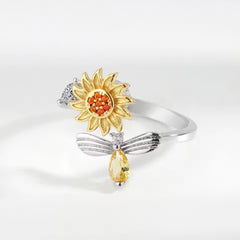 Sunflower & Bee Rotating Ring