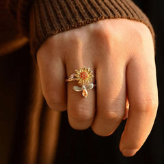 Sunflower & Bee Rotating Ring